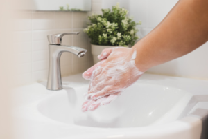 cleaning hands